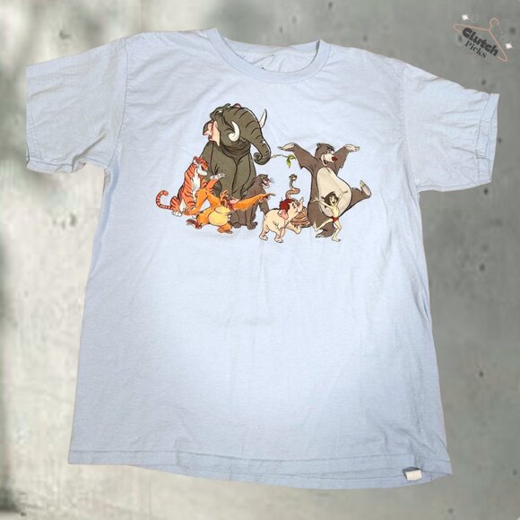 Disney Tops - Disney The Jungle Book T Shirt Baloo Mowgli Graphic Print Blue Large Cotton NWOT
